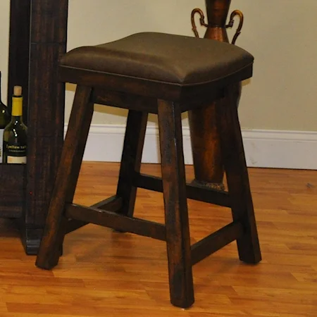 Counter Height Saddle Stool with Bonded Leather Seat